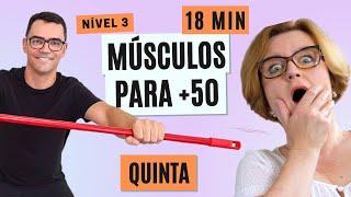 Como RECUPERAR os Músculos Após os 50 Anos | Quinta | Nível 3 | Treino com Bastão para Mulheres