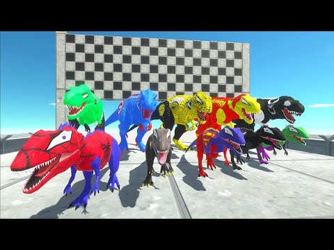 Carcharodontosaurus vs T-rex Speed Race Championship Animal Revolt Battle Simulator Hunting Found