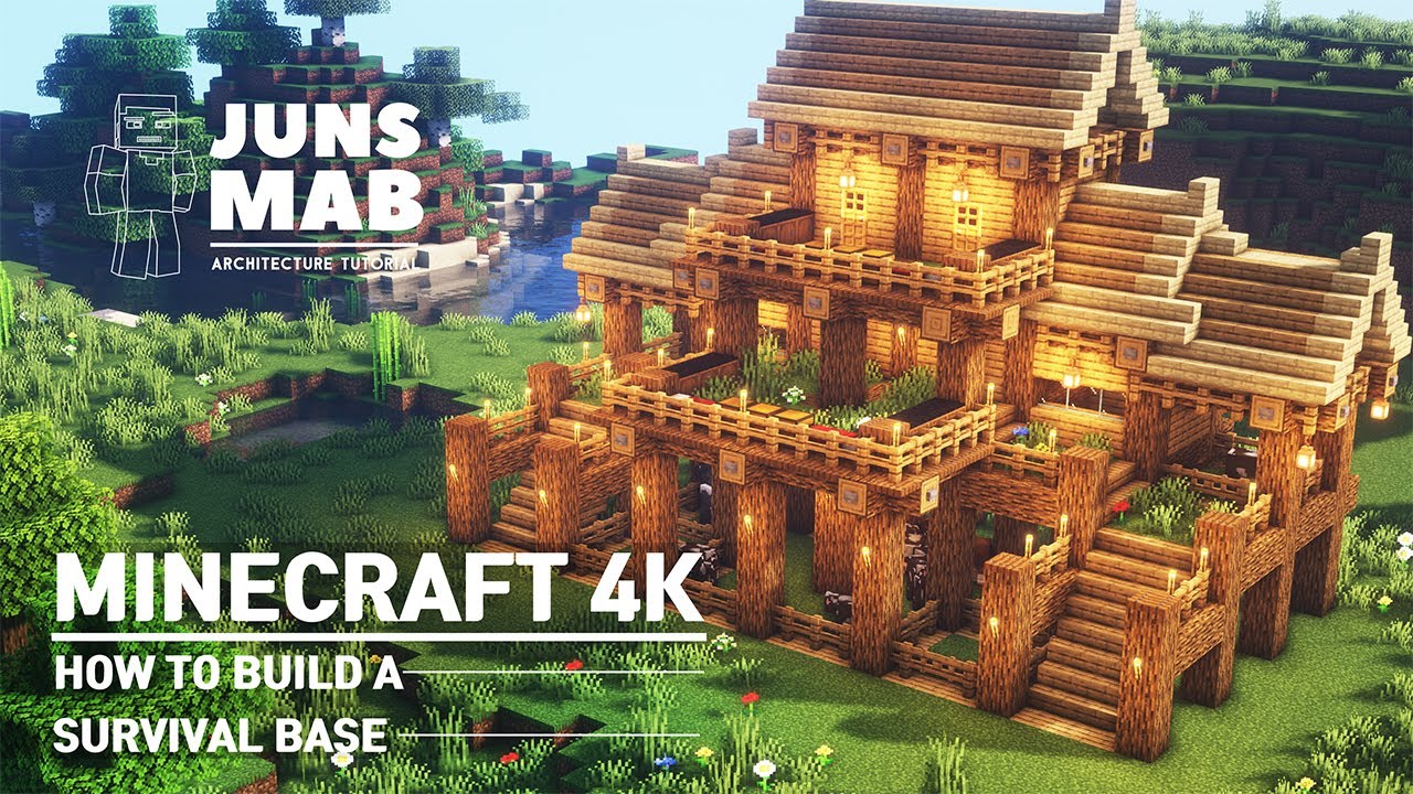 Minecraft : How to Build a Wooden House | LARGE OAK Survival House Tutorial #115 - YouTube