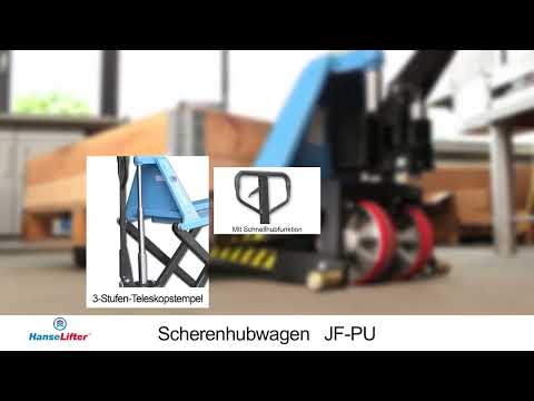Hanselifter Scherenhubwagen JF-PU mit Schnellhub Hubhöhe 810mm Tragkraft 1000kg-youtube_img