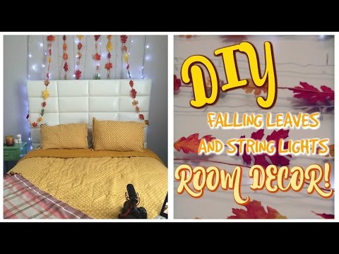 DIY Falling Leaves & String Lights Decor! (Autumn Room...