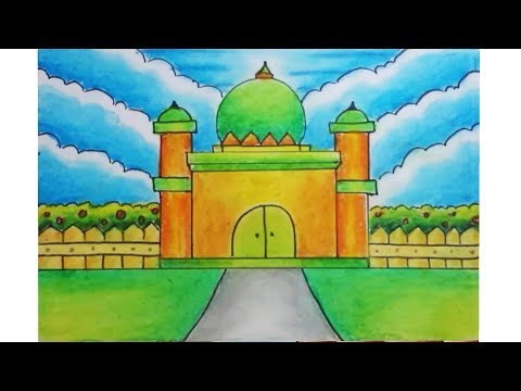 Mewarnai Kaligrafi Cara Menggambar Masjid Yang Mudah Dan Bagus