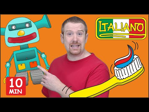 Lavati i Denti e Robot per bambini con Steve and Maggie Italiano | Storie in Italiano