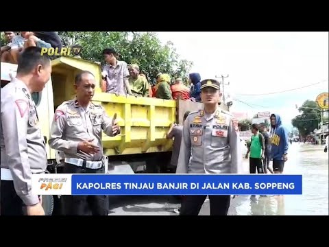 KAPOLRES TINJAU BANJIR DI JALAN KAB SOPPENG