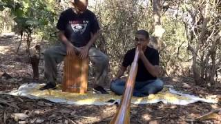 Didgeridoo and Cajon jam in the forest.