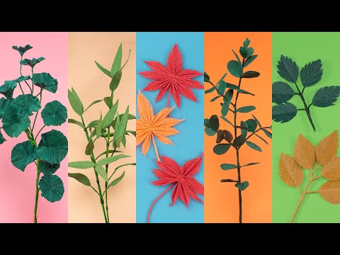 , title : '5 Paper Leaves Ideas | Crepe Paper Leaf | Templates and Tutorial