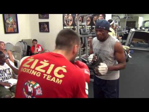 Floyd Mayweather padwork with Milorad Zizic