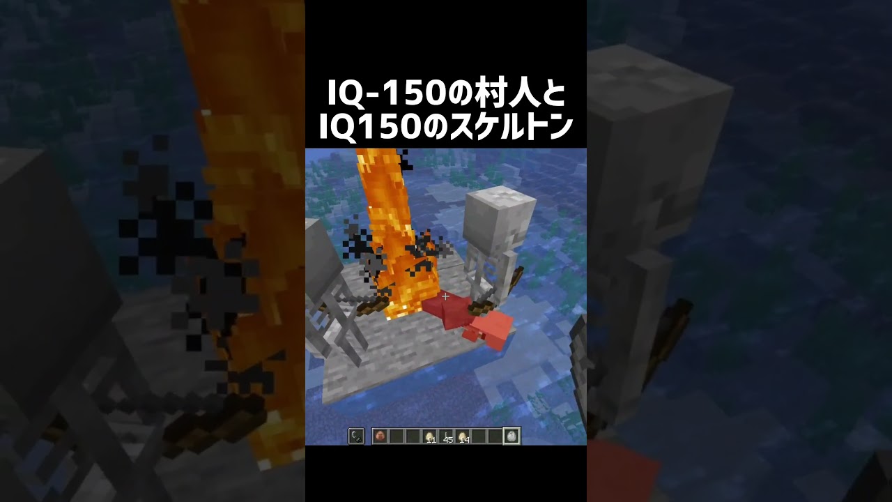 IQ-150の村人とIQ150のスケルトン #shorts #マイクラ #マインクラフト