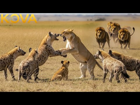 Lion vs Hyenas: A Heroic Stand for Her Cubs' Survival | Animal Fight