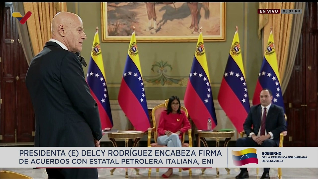 Delcy Rodríguez firma acuerdos con petrolera italiana ENI, 28 de abril de 2026