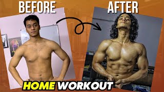 How to Build MUSCLE At Home- Full HOME WORKOUT for Beginners | Skinny to Muscle body transformation