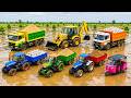 JCB 5CX Fully Loading Sand Big Dumper Truck JCB Loading Mud Pulling Jcb 3dx Mahindra Thar