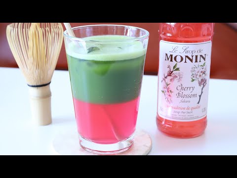 How to make Spring Cherry Blossom Sakura and Green Tea Matcha Drink