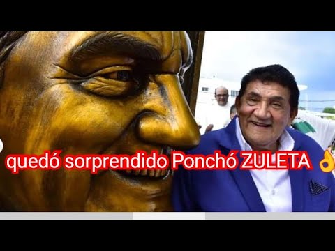 Poncho Zuleta por fin conoció la estatua que le hicieron en Valledupar para que se tomen fotos