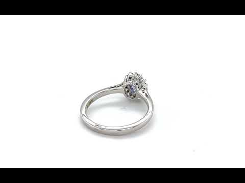 9ct White Gold Oval Tanzanite and Diamond Cluster Ring - 01260023 | Johnsons Jewellers