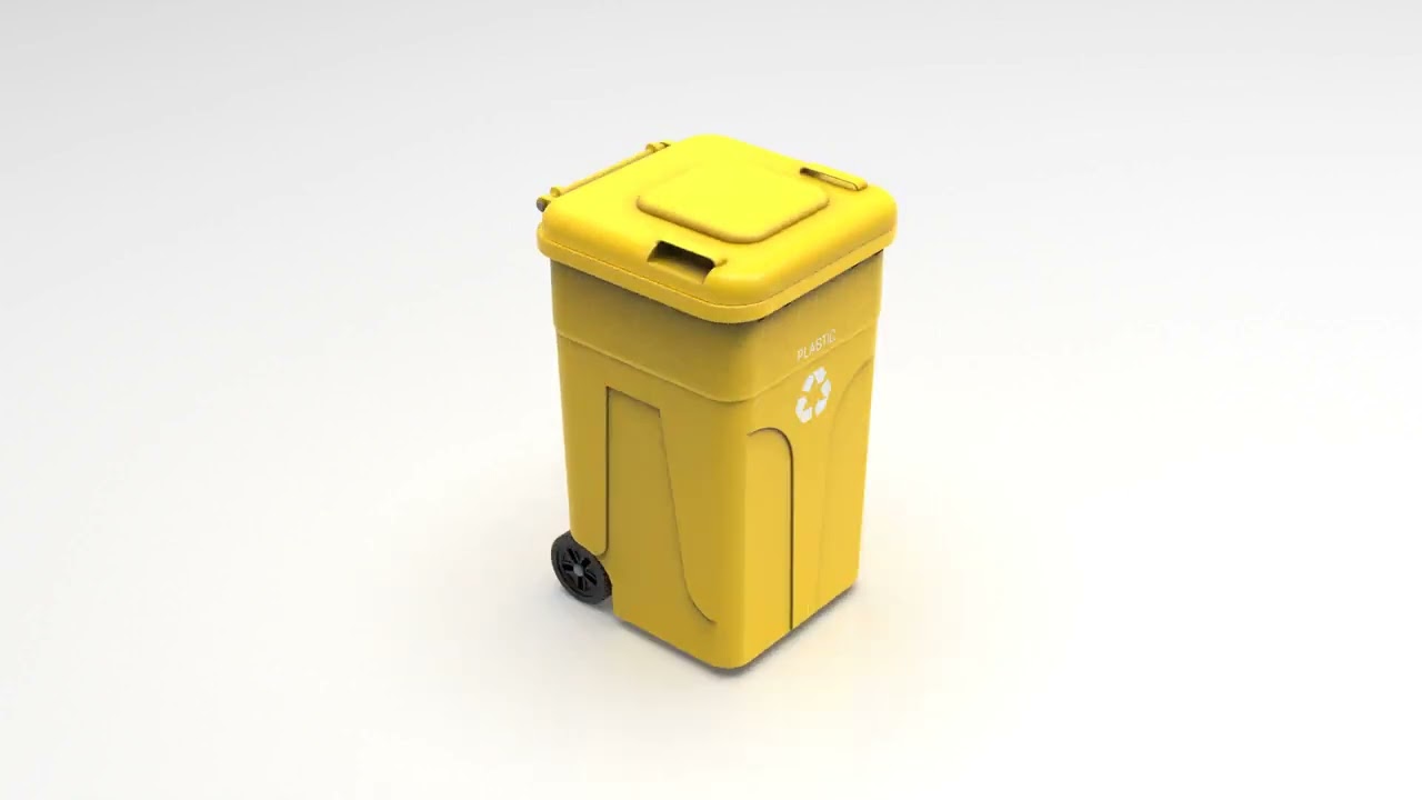 Wheeled Trash Can 4K PBR Textures Animatable Lid Wheels 3D Model