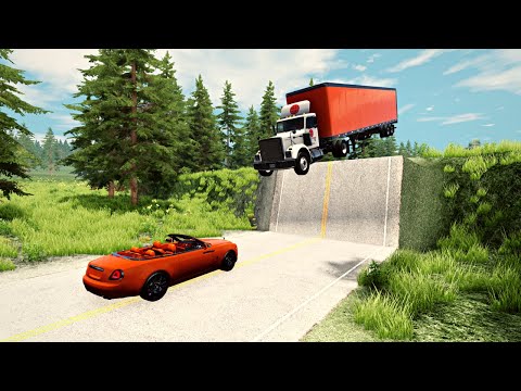 Cars vs Unfinished Road #4k –BeamNG1 Drive {Muat Watch}
