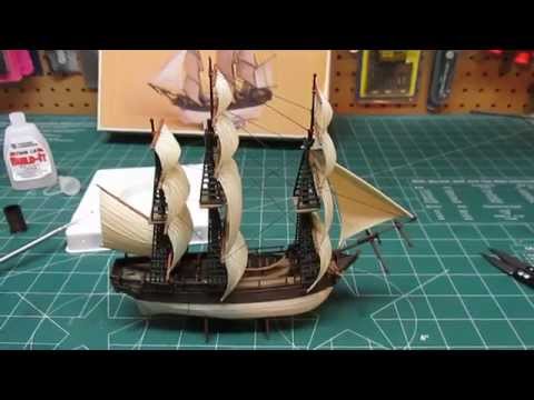 Academy Minicraft HMS Bounty Build Part 3 Rigging Sails, Mast Assembly