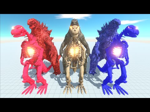 3X COLOR GODZILLA vs GODZILLA SKELETON - Animal Revolt Battle Simulator