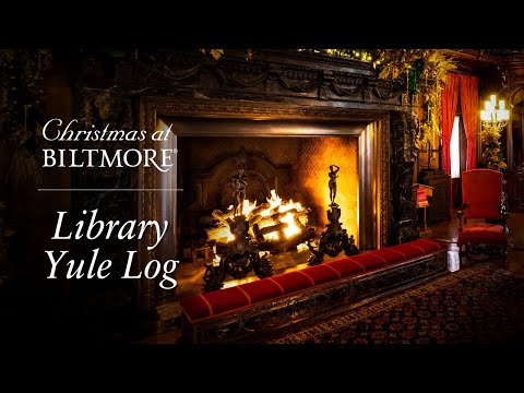 Biltmore House Library Fireplace Yule Log | Christmas at Biltmore (2 hours in 4K HD)