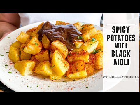 Spanish BRAVE POTATOES | Spicy Potatoes with Black Aioli & Paprika