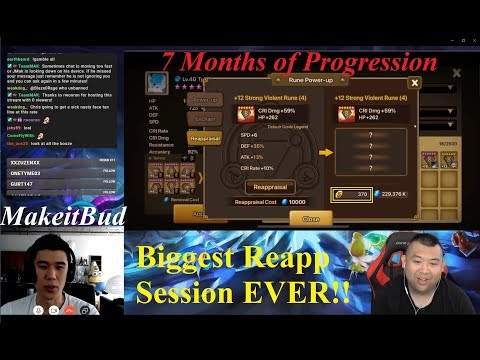 [Summoners War] Biggest Reapp Session EVER! 7 Months of Progression with MakeitaBud 370 REAPPS!!!