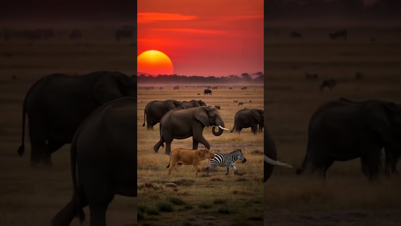Beautiful Ai Video Generation | Elephant and sun
