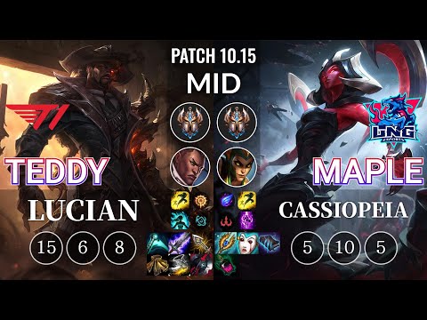 T1 Teddy Lucian vs LNG Maple Cassiopeia Mid - KR Patch 10.15