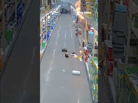 WATCH: Fire ERUPTS in busy grocery store, employee arrested #shorts