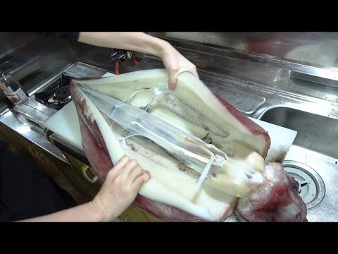 Amazing Fastest Giant Squid Cutting Skills - Catching Great Squid in the Sea