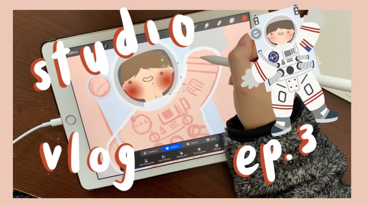 ☆ studio vlog ep. 3: making die cut stickers(handcut)+ digital art on procreate w/ iPad