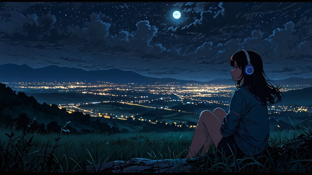 lofi mix instrumen with dark vibes and midnight hill relaxing anime😌🖤