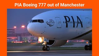 PIA 777 close up evening departure behind Flybe BAE 146