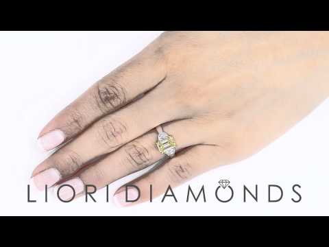 FD-SOLD-064 - 2.37 Carat Fancy Yellow Emerald Cut Diamond Engagement Ring 18k White Gold