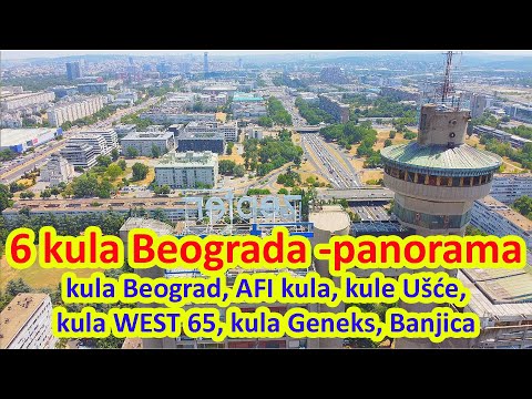 Pogled sa 6 kula Beograda - kula Beograd, kula WEST 65, kula AFI, kule Ušće, Zapadna kapija Beograda