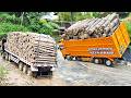 TERLALU OLENG Rc Truk Trailer Angkut Muatan Kayu Truk Laka Lintas Truk Fuso 220Ps OFROAD Rc Handmade