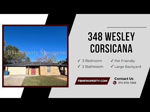 348 Wesley Drive - Spacious 3 Bedroom, 2 Bathroom Home in Corsicana, TX! property video