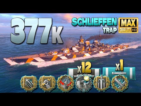 Battleship Schlieffen: 377k on map Trap - World of Warships