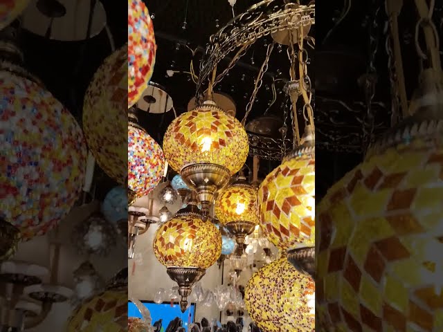 نجفة تركي موزاييك اصفر 8 + 1