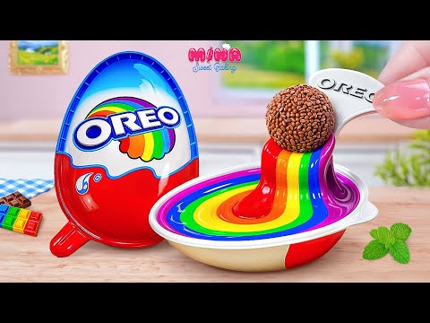 🍫Best of Kinder Joy With Oreo Cake Recipe🍫Miniature Rainbow Kinder Egg Surprise By Mina Sweet Baking