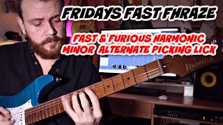 Video thumbnail for FRIDAYZ FAST FHRAZE: Fast and Furious E Harmonic Minor Picking Lick by Sam Bell Guitar