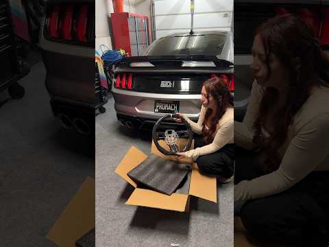 Custom Steering Wheel install #mustang #carparts
