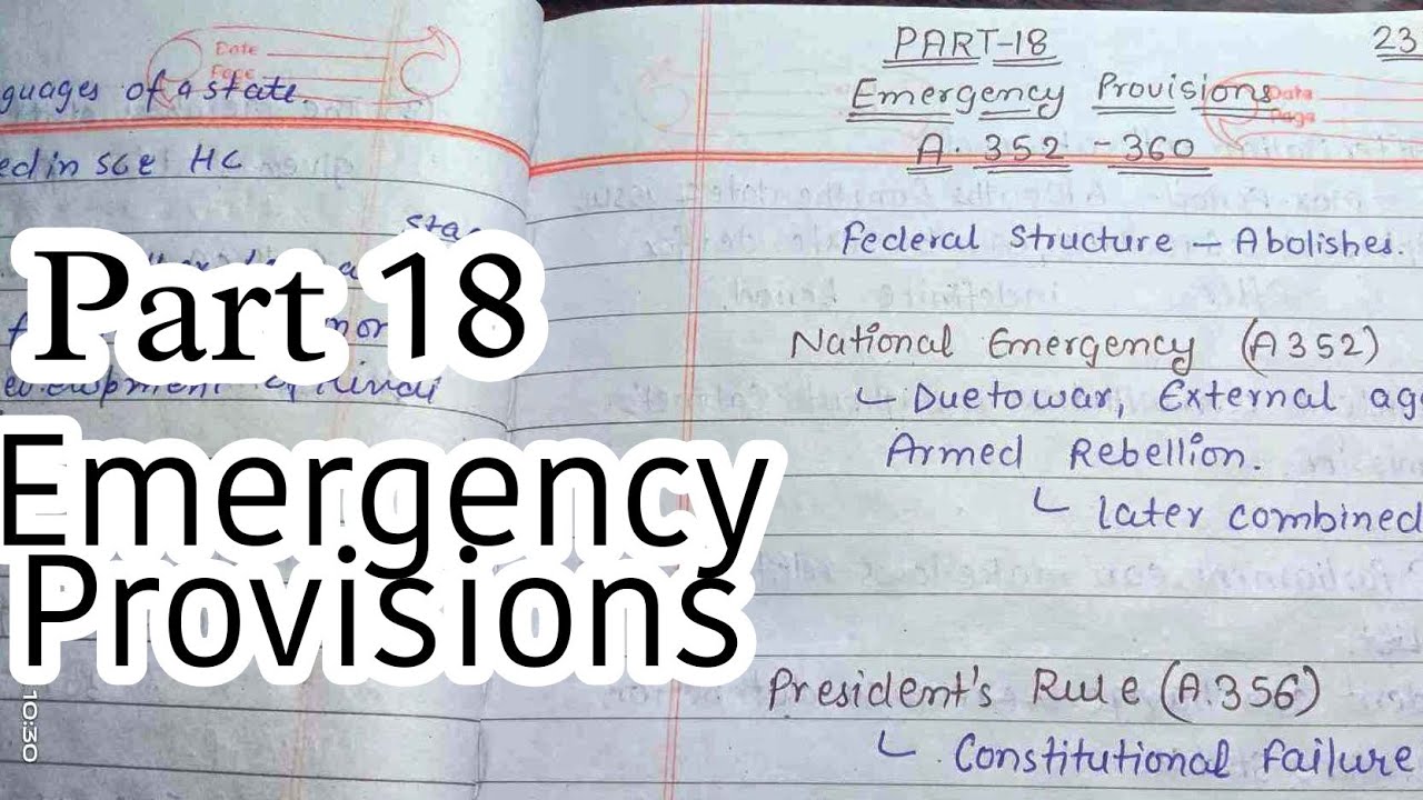 Part 18 - Emergency Provisions || lec.70 || Handwritten notes || An Aspirant !