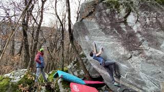Video thumbnail of The fulcrum, 8a+. Brione