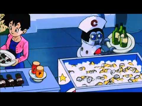 Z fighters having party after defeating Buu