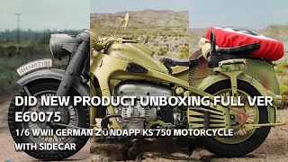 Motocykl 1/6 WWII German Zündapp KS 750 Motorcycle with Sidecar (3 Colors Camo)