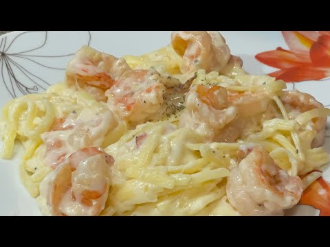 💥PASTA 🍝 CREMOSA con CAMARONES 🍤 receta FACIL 👌🏼 RAPIDA 🚀 y PRACTICA