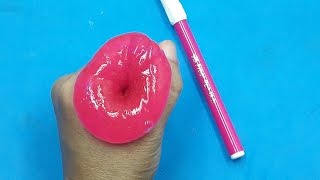 Pink Felt Tip Pen Slime No Borax ,AMAZİNG !!, How to Make Slime with Felt Tip Pen No Borax