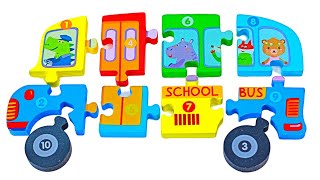 Game Vehicle Puzzles! Learn About School Bus and Cars | Vehicle Puzzle for Toddlers