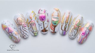 Satisfying Rainbow Halloween nail art with magic mirror chrome.